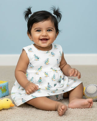 Duck Tales Girls Frock With Bloomer - Preemie Frock with Bloomer