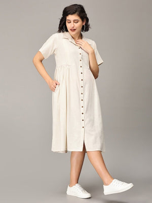 Dulce De Leche Khadi Maternity and Nursing Dress - DRS-SK-OWCL-S