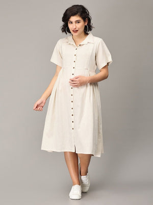 Dulce De Leche Khadi Maternity and Nursing Dress - DRS-SK-OWCL-S