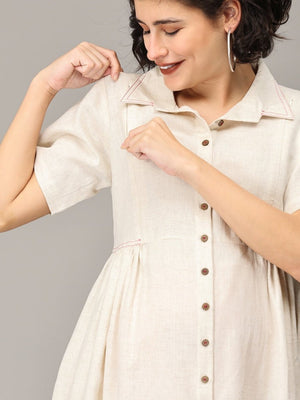 Dulce De Leche Khadi Maternity and Nursing Dress - DRS-SK-OWCL-S
