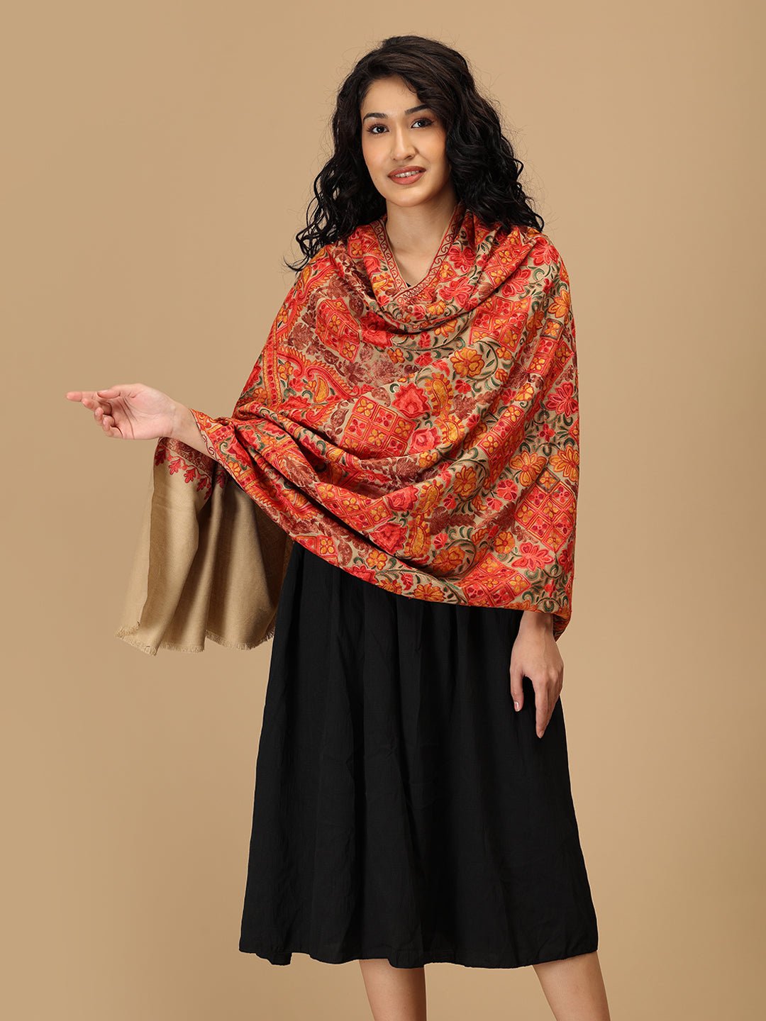 Dune Dastkaar Embroidered Woolen Stoles - Onesize Winter Stoles