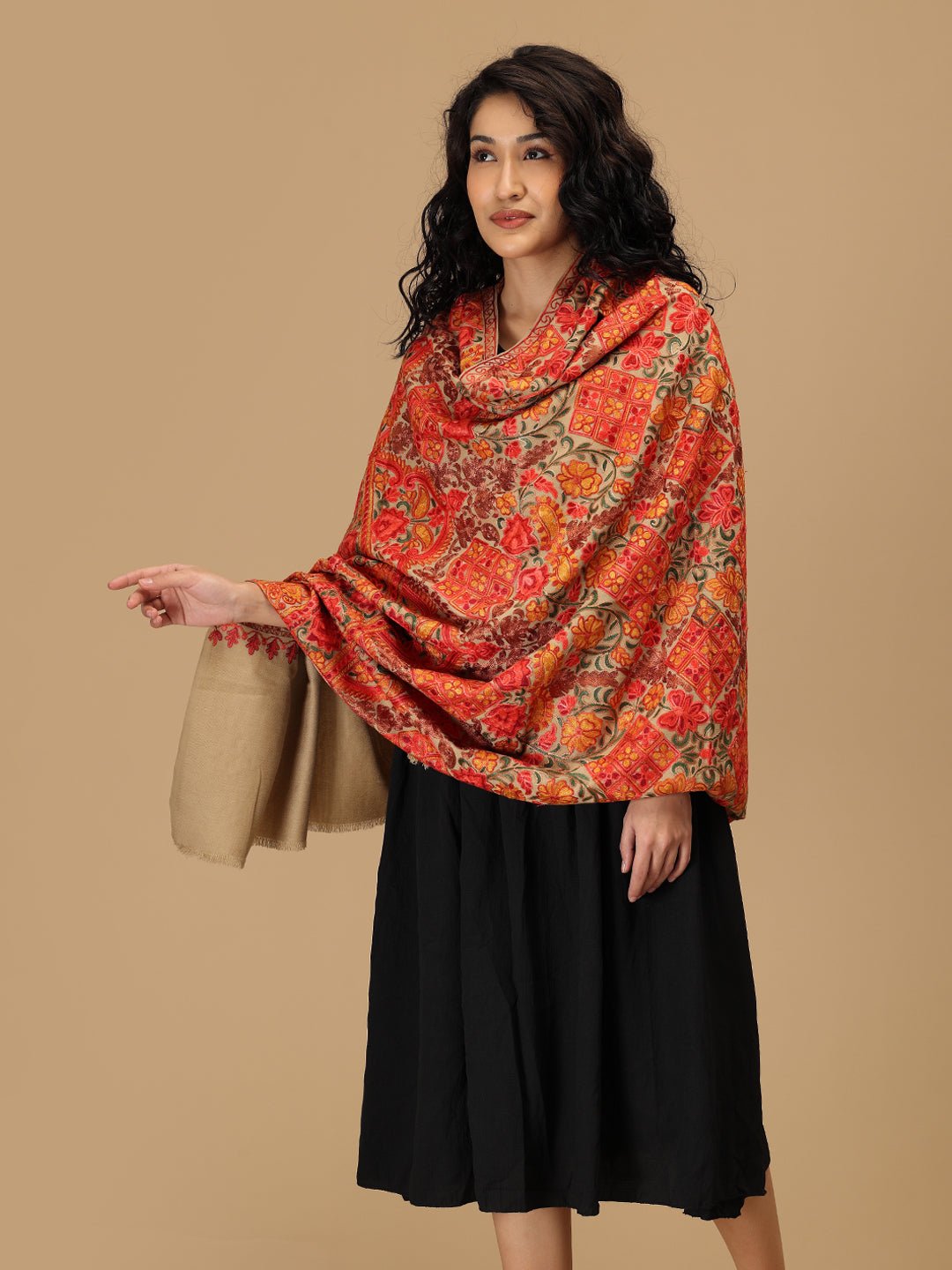 Dune Dastkaar Embroidered Woolen Stoles - Onesize Winter Stoles