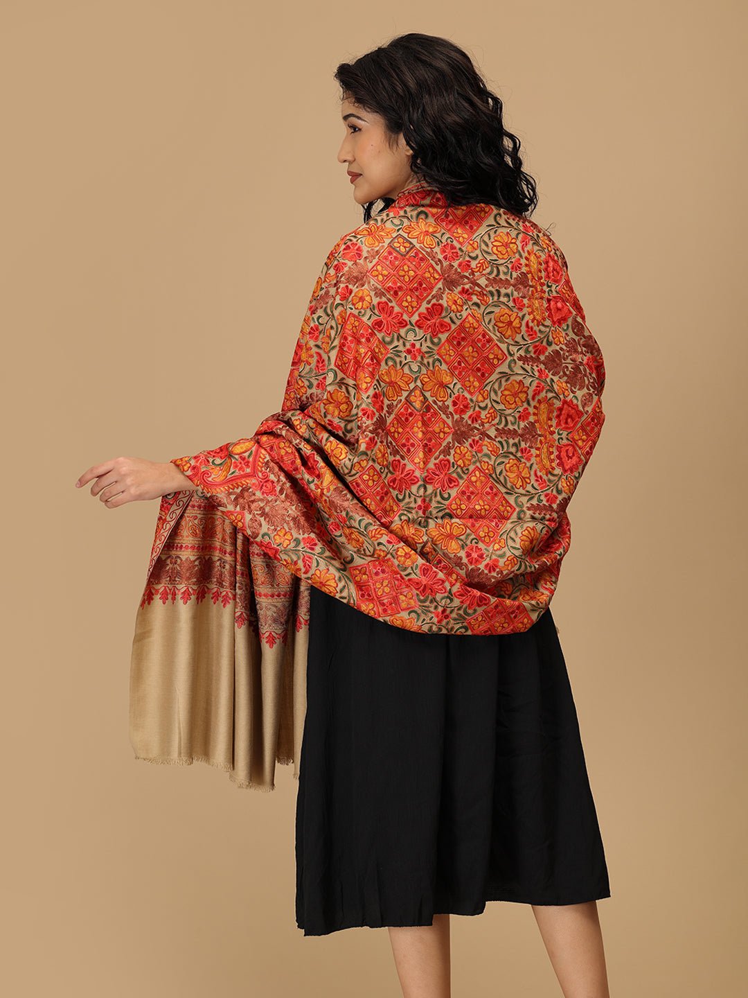 Dune Dastkaar Embroidered Woolen Stoles - Onesize Winter Stoles