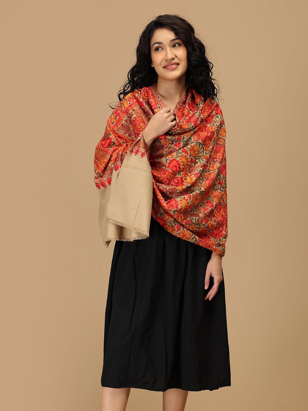 Dune Dastkaar Embroidered Woolen Stoles - Onesize Winter Stoles