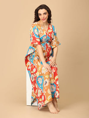 Dusky Petals Maternity and Nursing Kaftan Nighty - NW - SK - DSKPT - S
