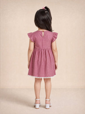 Dusty Petal Girls Embroidered Dress - Mauve Kids Casual Wear
