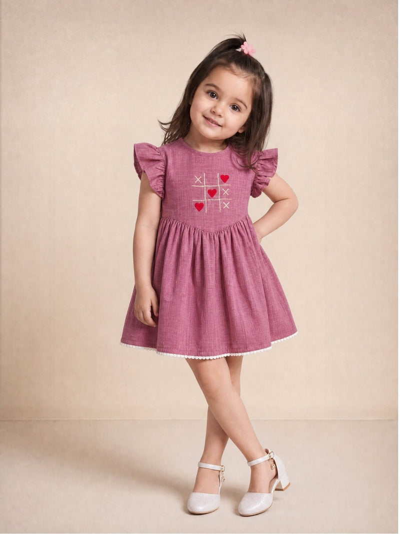 Dusty Petal Girls Embroidered Dress