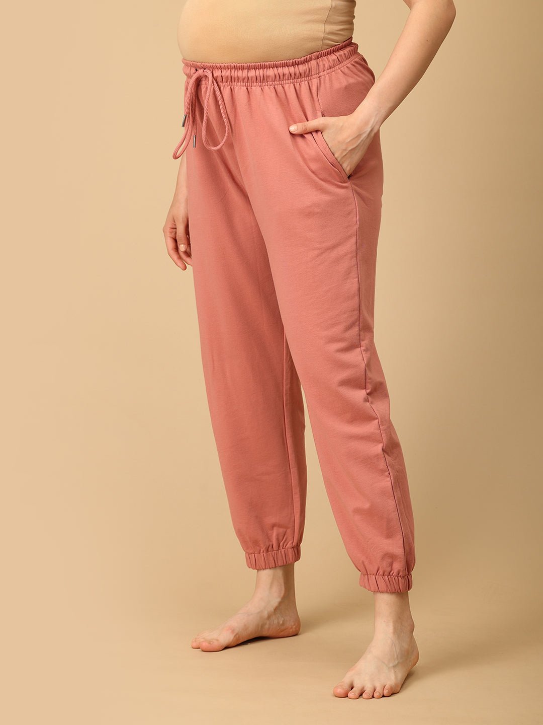 Dusty Rose Maternity Joggers - DEN - AN - DSTRSJG - S