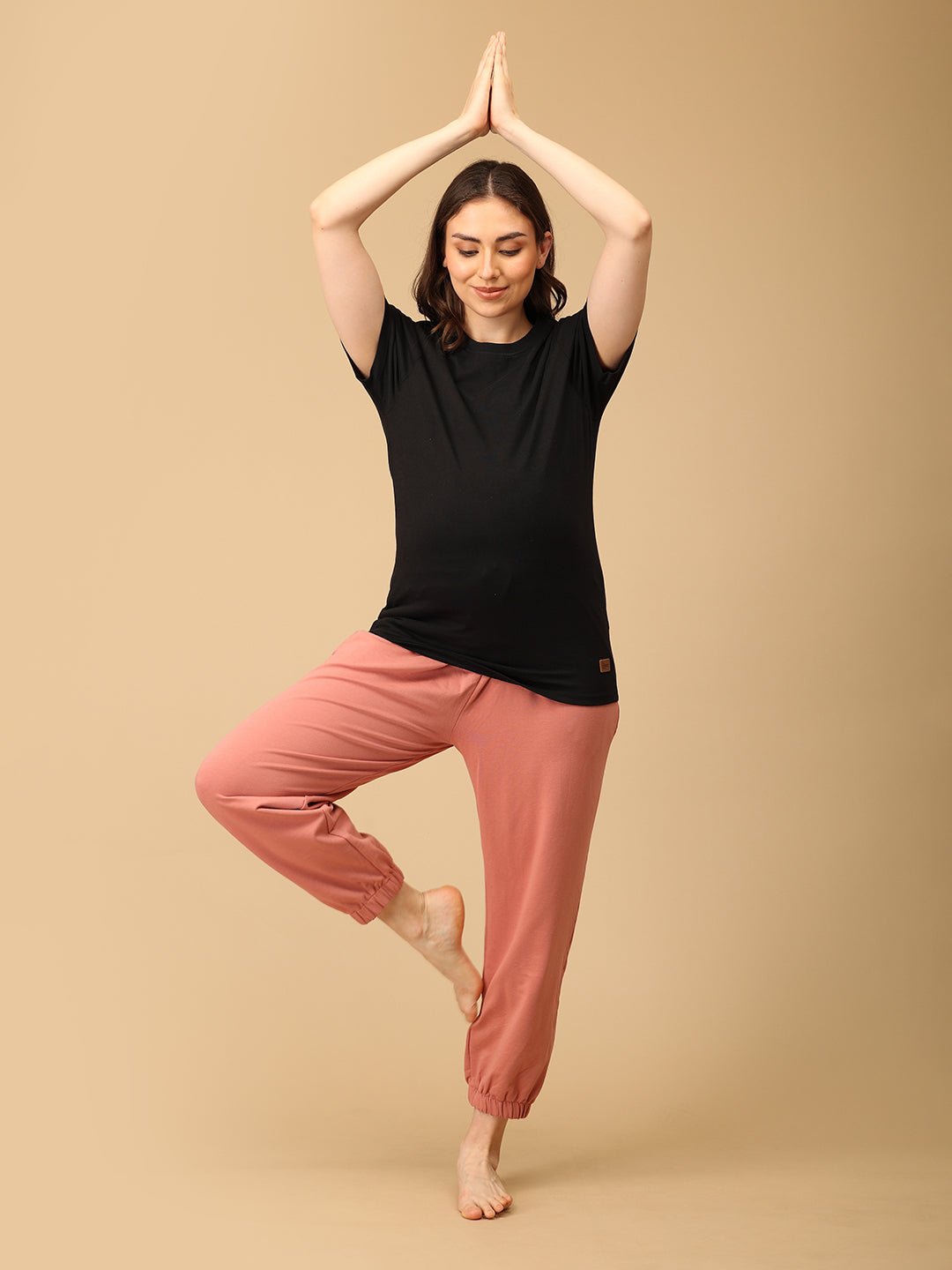 Dusty Rose Maternity Joggers - DEN - AN - DSTRSJG - S