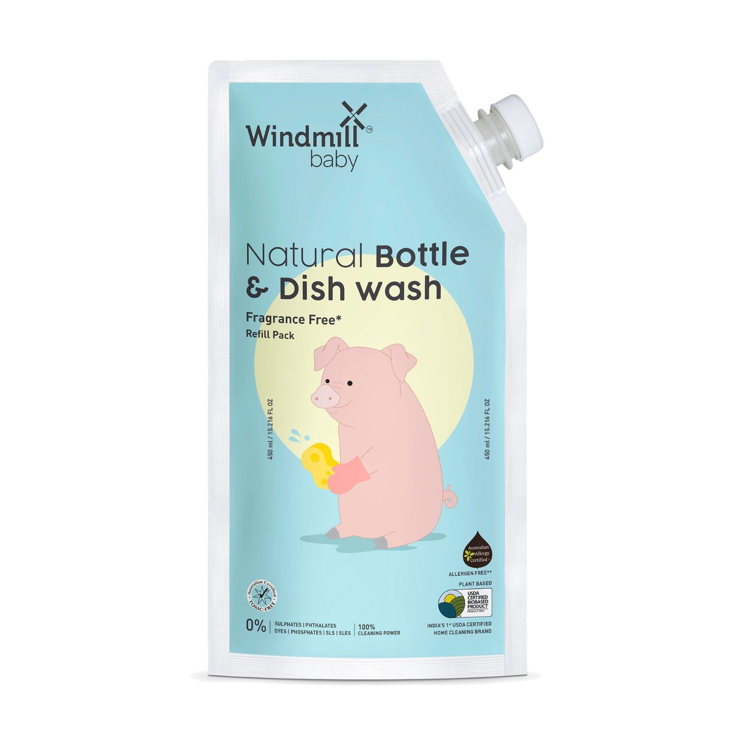 Windmill baby Natural Bottle And Dish Wash Refill Pack - 450ml