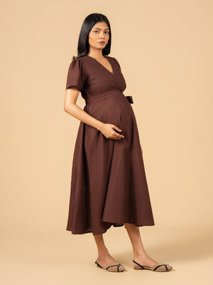 Earth & Ember Maternity Wrap Dress - S Maternity Casual Dress