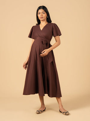 Earth & Ember Maternity Wrap Dress - S Maternity Casual Dress