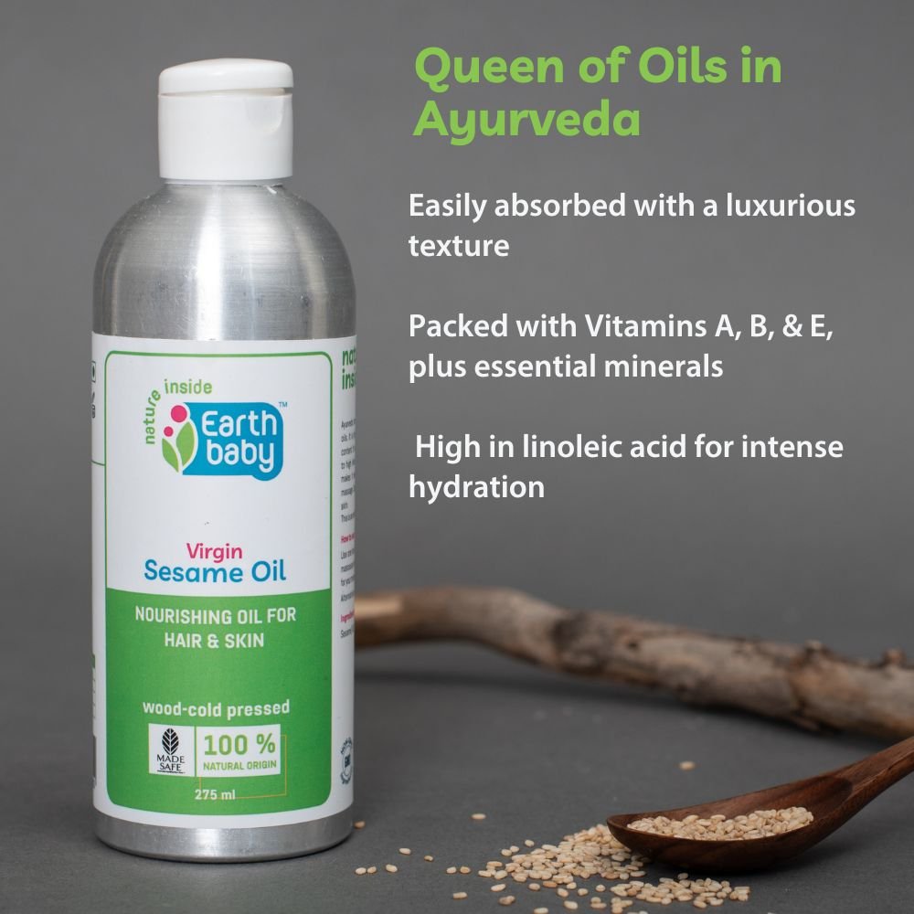 EarthBaby 100% Natural Cold Pressed Virgin Sesame (Til) Oil for Body Massage and Hair Oil - 3 - 1003 - a