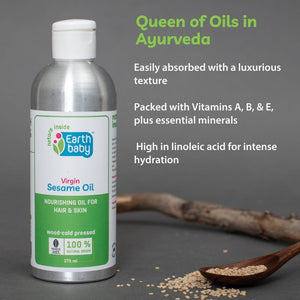 EarthBaby 100% Natural Cold Pressed Virgin Sesame (Til) Oil for Body Massage and Hair Oil - 3 - 1003 - a