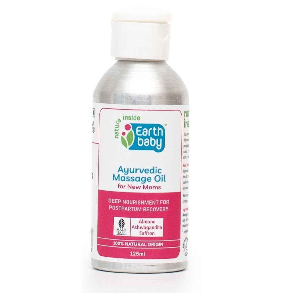 Earthbaby 100% Natural Orgin, Ayurvedic Body Massage Oil for New Mom, with goodness of sesame oil, Coconut oil, Almond Oil, Moringa Oil, Ashwagandha, Turmeric and Saffron - SC1007