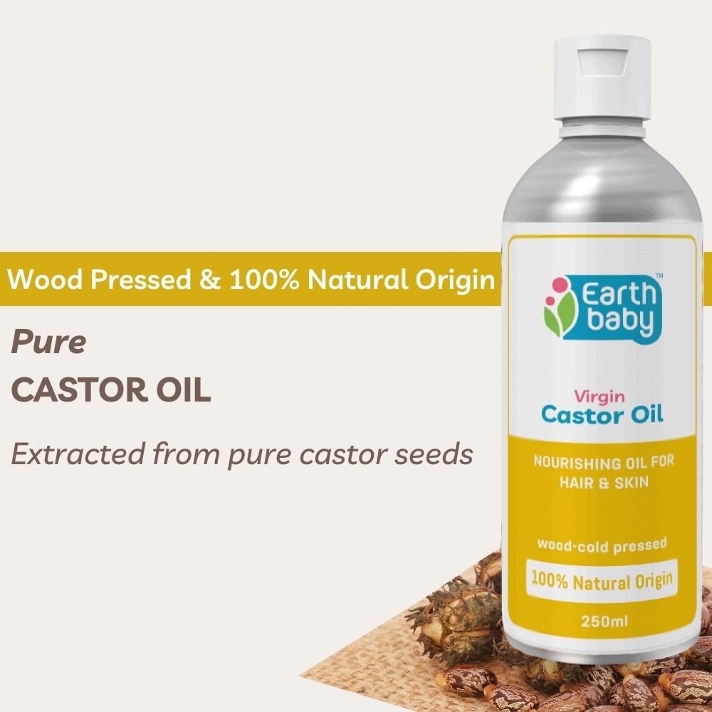 EarthBaby 100% Natural Origin Cold Pressed Castor Oil for hair growth and body massage (250 ml) - SC1004