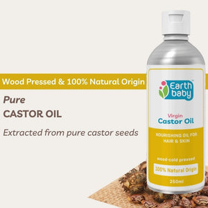 EarthBaby 100% Natural Origin Cold Pressed Castor Oil for hair growth and body massage (250 ml) - SC1004