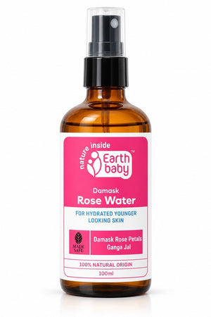 Earthbaby 100% Natural origin Damask Rose Water Spray for Face and Body, for hydrated younger looking skin, for Men & Women (100 ml) - 100ml Skin Care