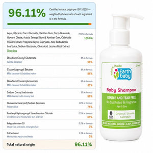 Earthbaby Baby Shampoo with 96.19% Natural Origin (275ml) - Baby Skincare