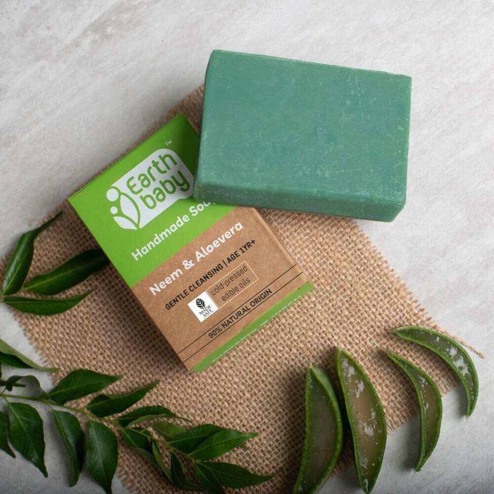 Earthbaby Handmade Neem & Aloevera bath soap, 90% Natural origin (3 x 100 g) - 3 - 1005 - 3