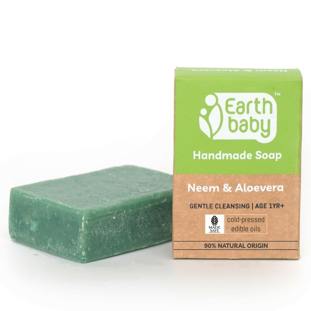 Earthbaby Handmade Neem & Aloevera bath soap, 90% Natural origin - 3 - 1005