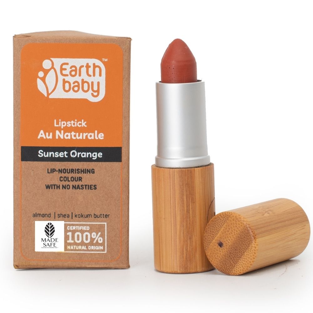 Earthbaby Lipstick Au Naturale, Certified 100% Natural Origin, Pretty Without The Poison - Sunset Orange Skin Care