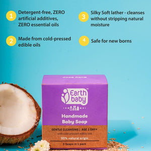 EarthBaby Natural Handmade Baby Soap - 100g/Pack of 3 Baby Skin Care