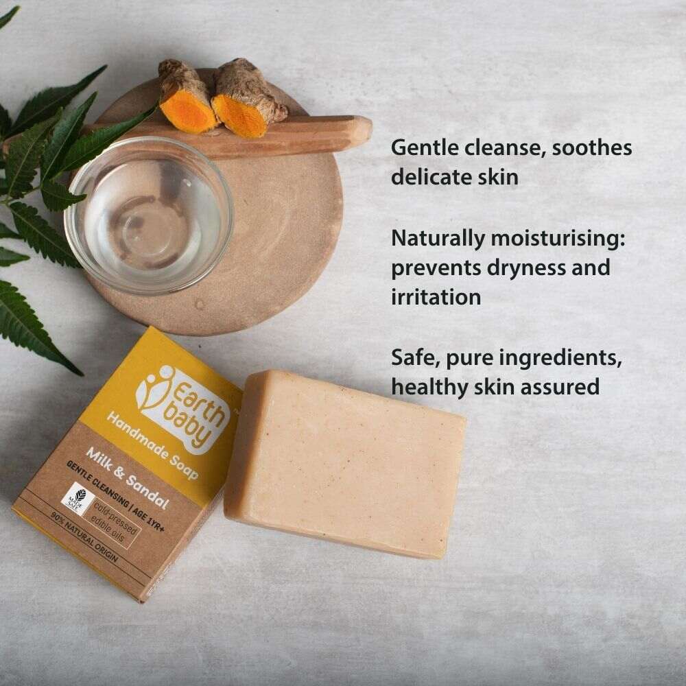 Earthbaby Natural Handmade Milk & Sandal bath soap (3 * 100 g) - 3 - 1002 - 3