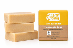 Earthbaby Natural Handmade Milk & Sandal bath soap (3 * 100 g) - 100g/Pack of 3 Baby Skincare