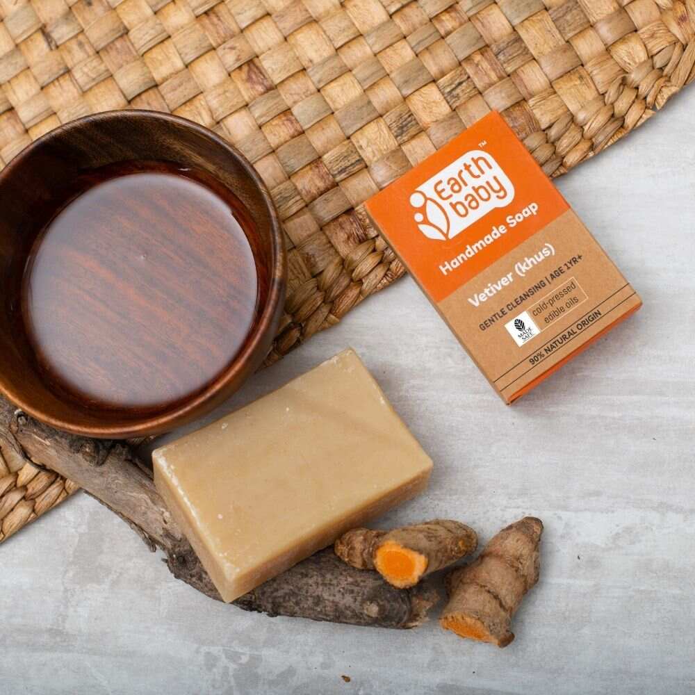 Earthbaby Natural Handmade Vetiver (Khus) bath soap (3 * 100 gm), 90% Natural Origin - 3 - 1004 - 3