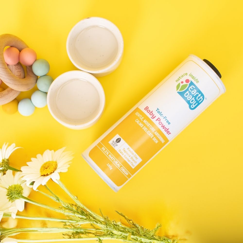 Earthbaby Talc Free Baby Powder, Goodness of Tapioca, Kaolin Clay, Chamomile, Jojoba, Coconut and Olive Oil, Certified 100% Natural origin (150 g)