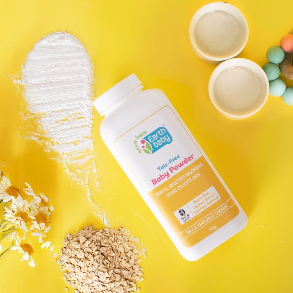 Earthbaby Talc Free Baby Powder, Goodness of Tapioca, Kaolin Clay, Chamomile, Jojoba, Coconut and Olive Oil, Certified 100% Natural origin (150 g) - 150 G Baby Skin Care