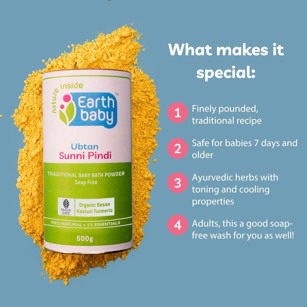 Earthbaby Ubtan Sunni Pindi: Natural Baby Bath Powder, Skin Brightening & Tan Removal - 3 - 1010