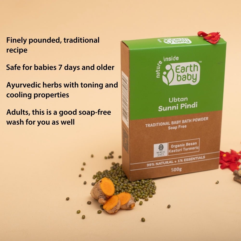 Earthbaby Ubtan Sunni Pindi: Natural Baby Bath Powder, Skin Brightening & Tan Removal - Baby Skin Care