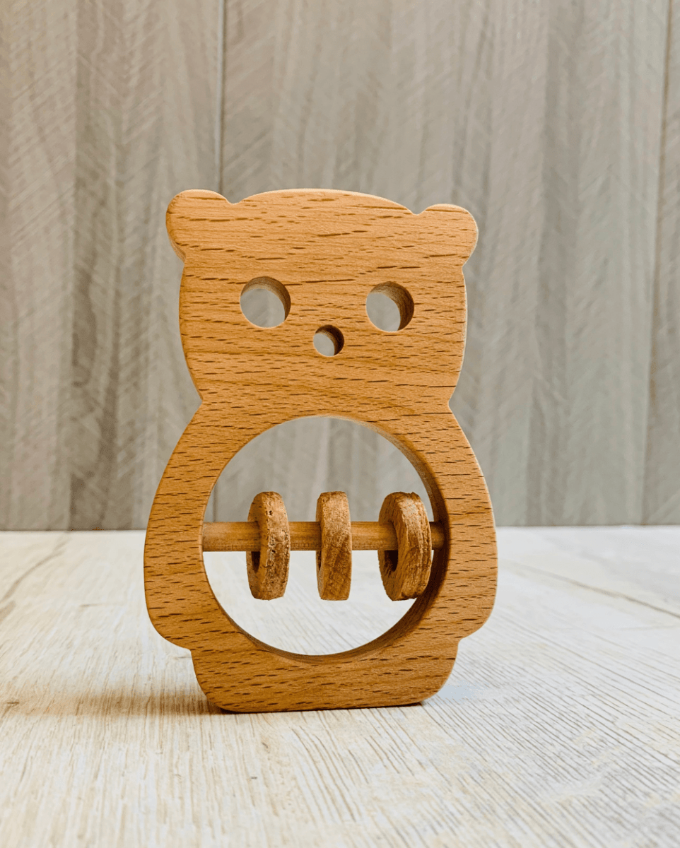 EarthyTweens Beech Wood Rattle & Neem Wood Teethers (Set Of 3) - ET111_ET112_ET113