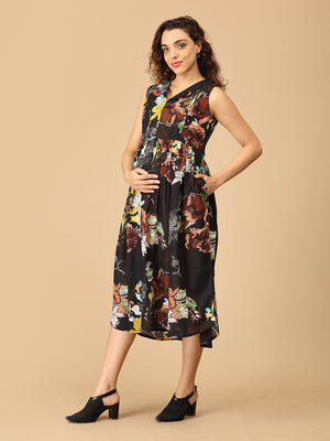Ebon Bloom Maternity and Nursing Dress - DRS - SK - EBNBL - S