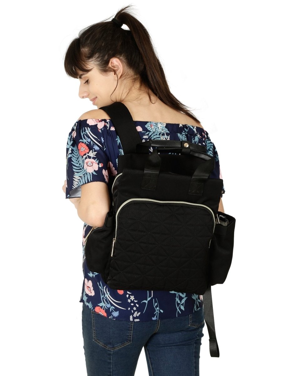 Ebony Black Diaper Bag Pack (Single Pocket in Front) - DBG-EBO-1