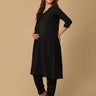 Ebony Embroidered Maternity and Nursing Silk Kurta Set - MEW - BLKMK - S