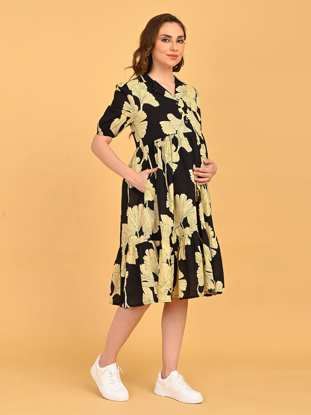 Ebony Petal Maternity And Nursing Dress