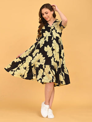 Ebony Petal Maternity And Nursing Dress - S Maternity Casual Dress