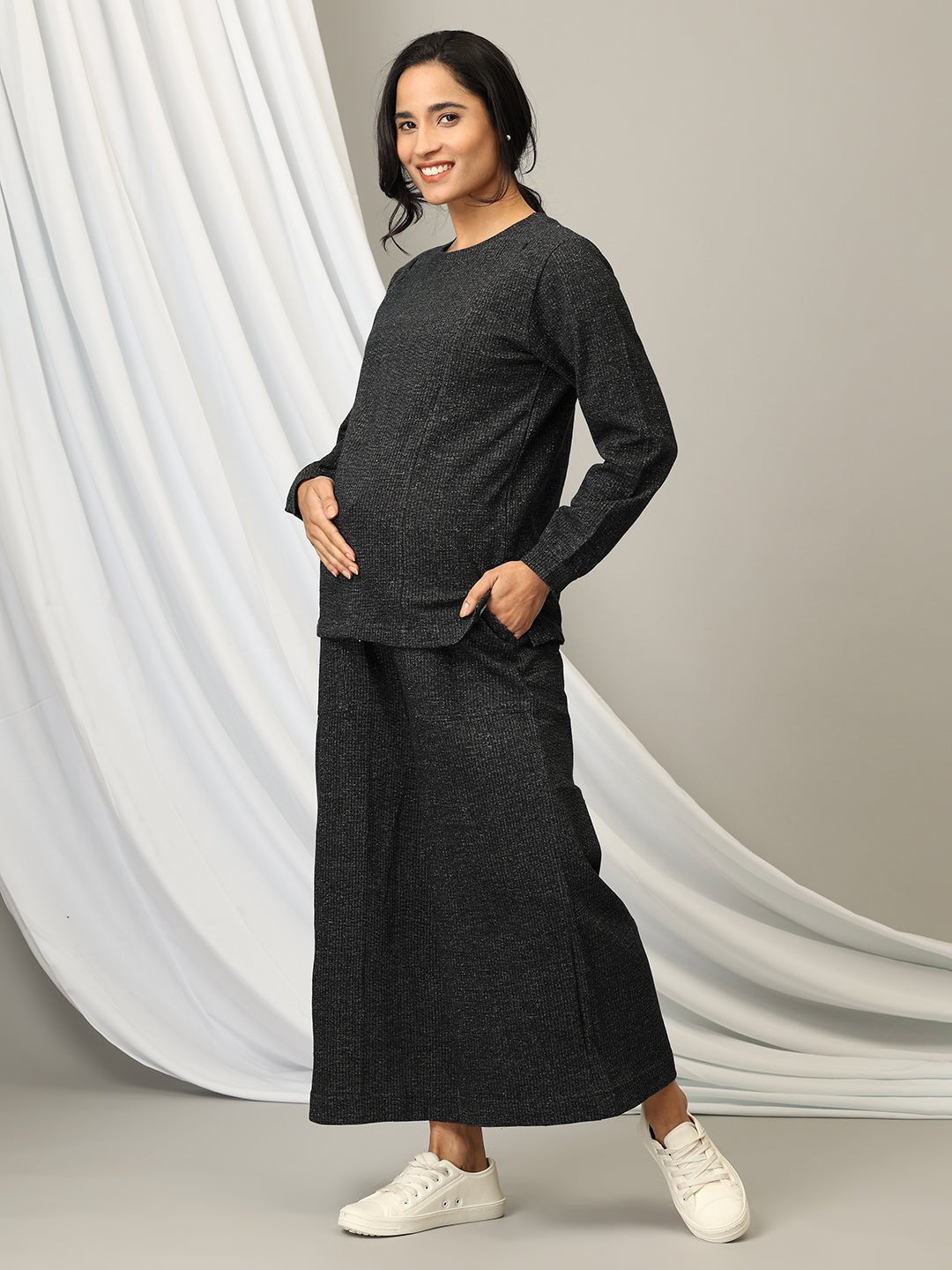 Eclipse Maternity & Nursing Sweatshirt with Culotte Pants - MNSWT - ECLCLT - S