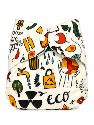Eco Friendly Print - Reusable Diaper - 3months - 3years Reusable Cloth Diaper