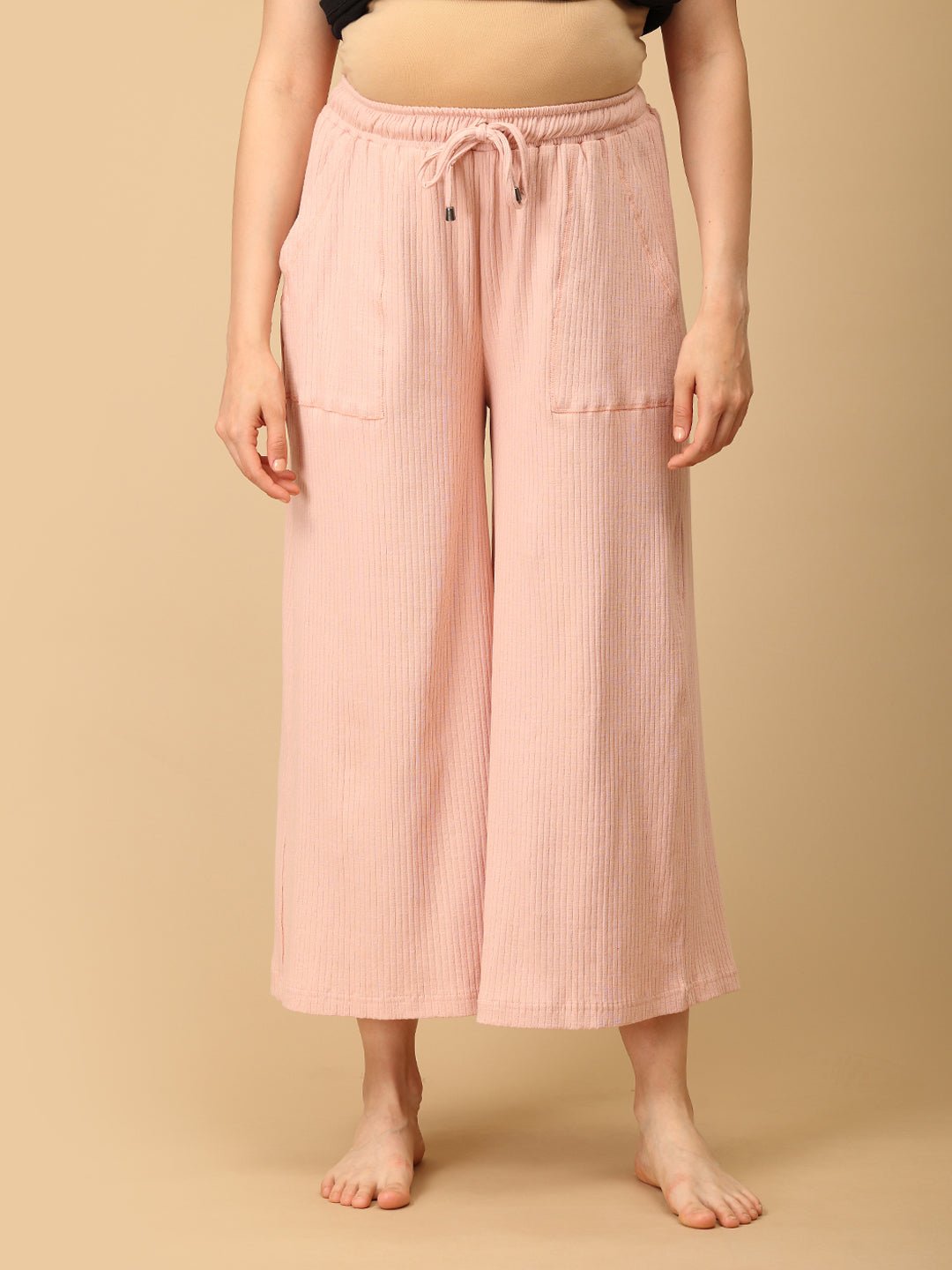 Ecru Drift Ribbed Maternity Culottes - Ecru Maternity Bottoms