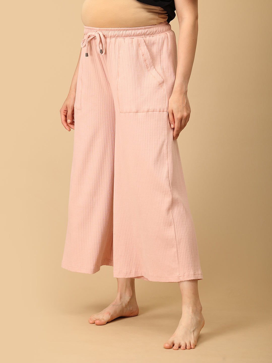 Ecru Drift Ribbed Maternity Culottes - Ecru Maternity Bottoms