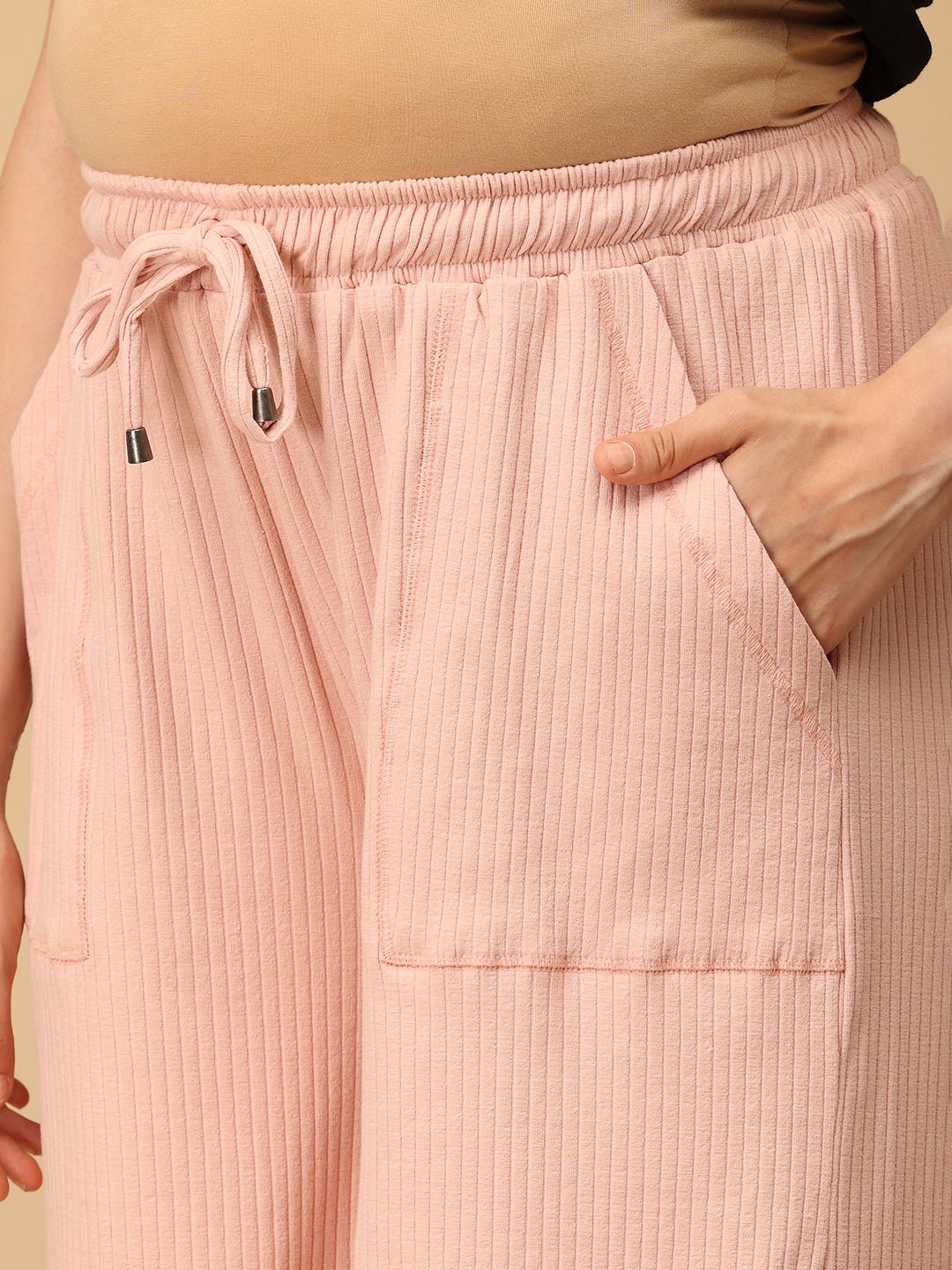 Ecru Drift Ribbed Maternity Culottes - Ecru Maternity Bottoms