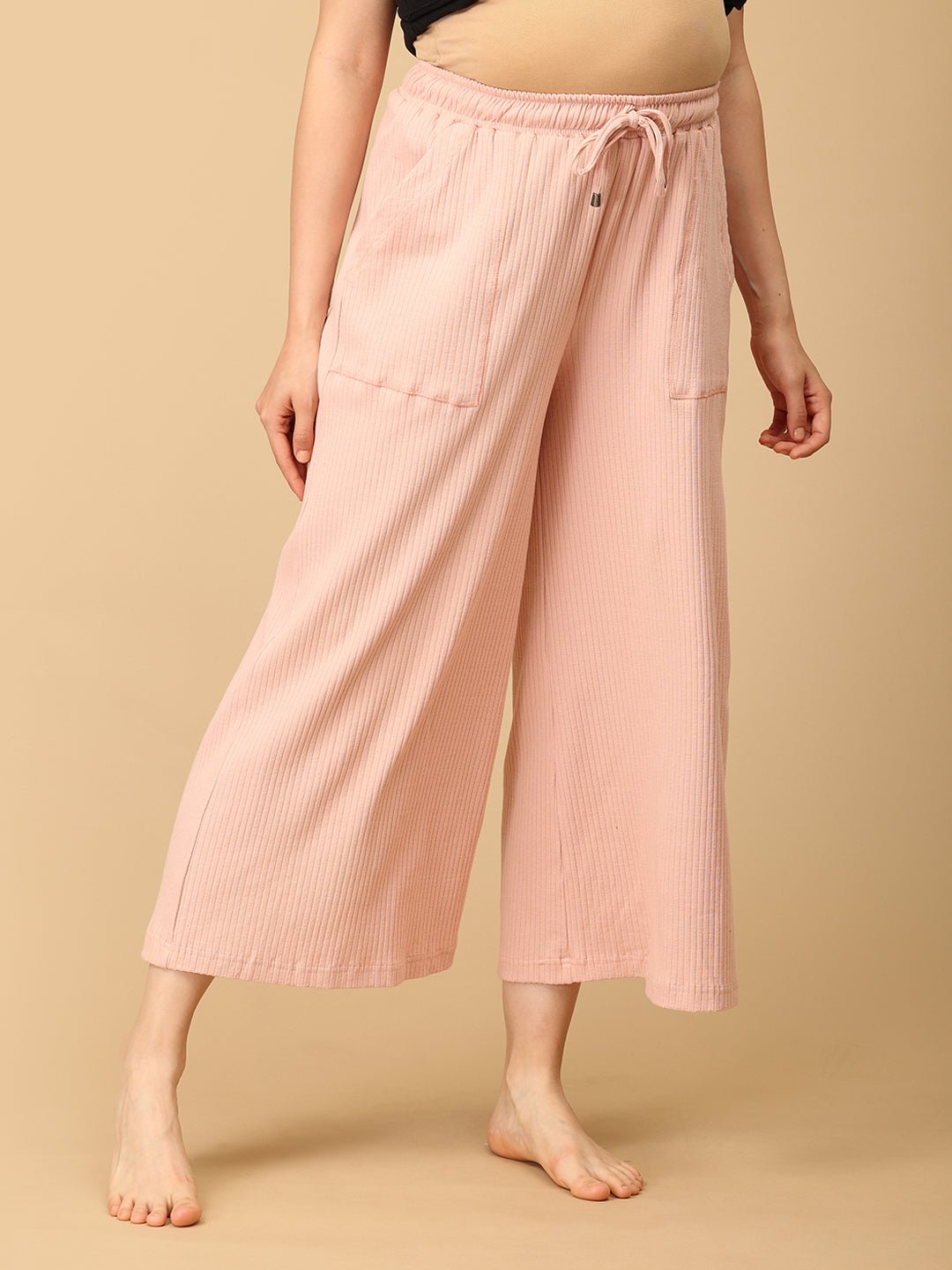 Ecru Drift Ribbed Maternity Culottes - Ecru Maternity Bottoms