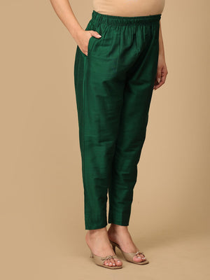 Eden Green Embroidered Maternity Silk Kurta Set with Nursing - S Maternity Ethnic Set