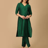 Eden Green Embroidered Maternity Silk Kurta Set with Nursing - MEW - EVGMS - S