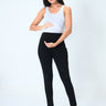 Elasticated Waist Paneled Maternity Denims with Belly Support - MDD-CSBLK-S