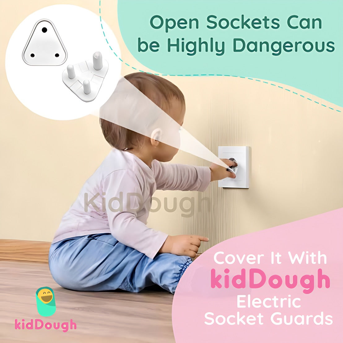 KidDough Baby Proofing Electrical Protector Socket Plug Cover Guards- Pack of 12